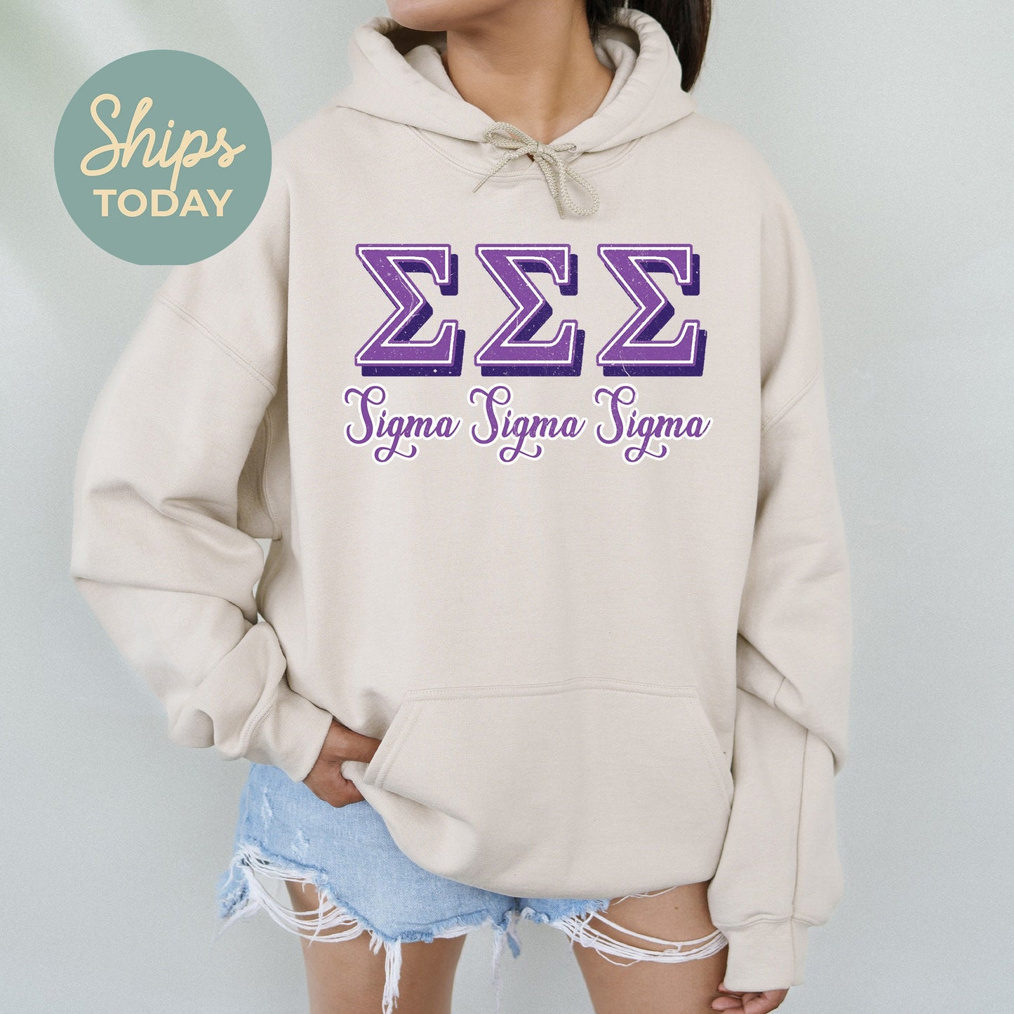 Sigma Sigma Sigma Greek Colors Sorority Hoodie _ 36092g