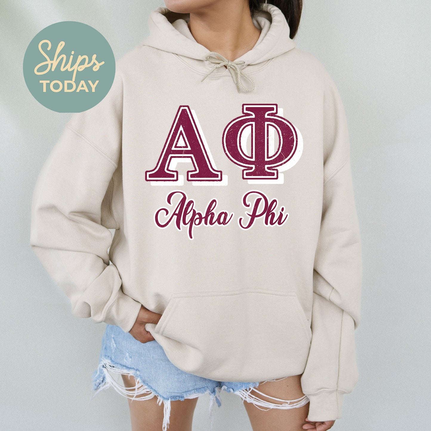Alpha Phi Greek Colors Sorority Hoodie _ 36074g