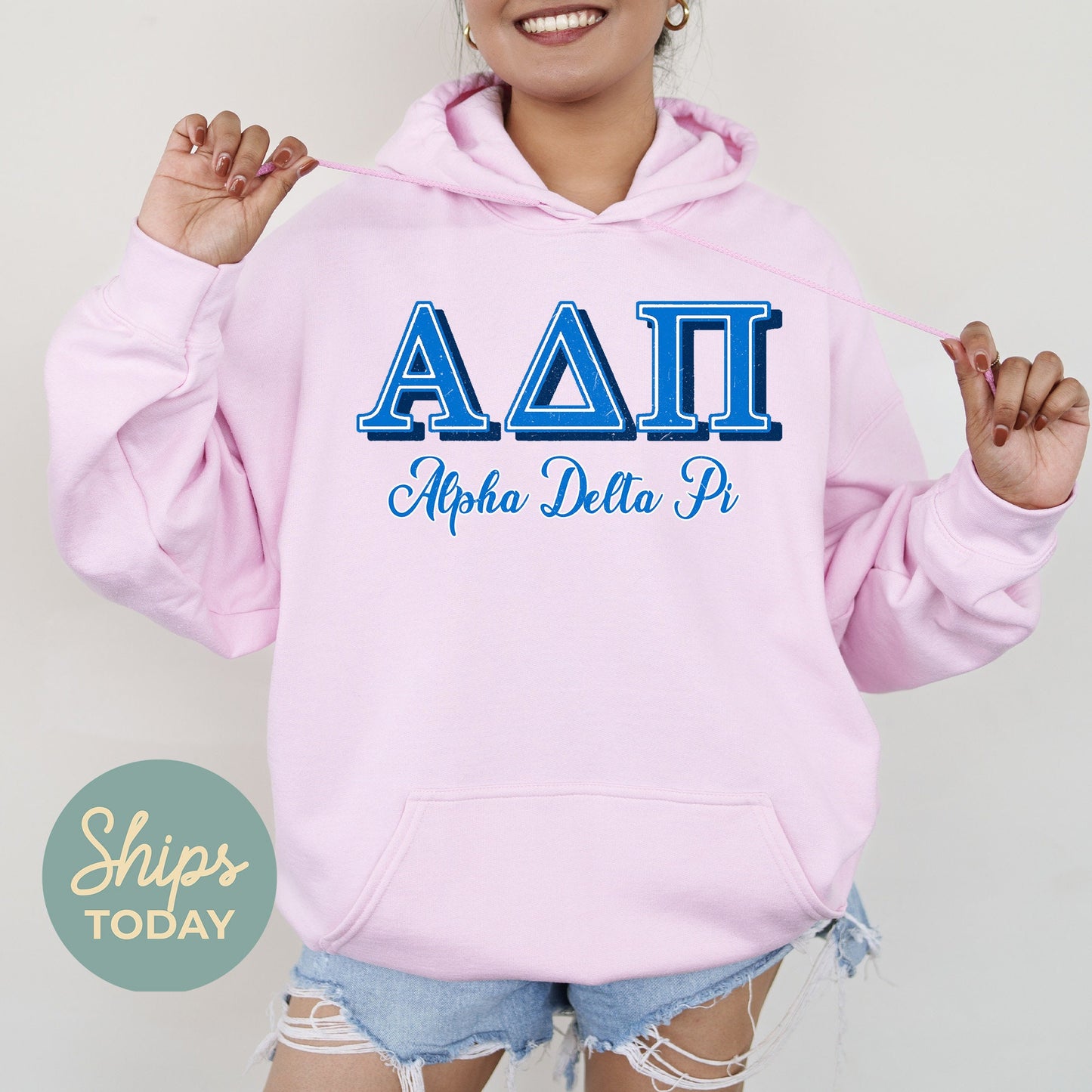 Alpha Delta Pi Greek Colors Sorority Hoodie _ 36070g