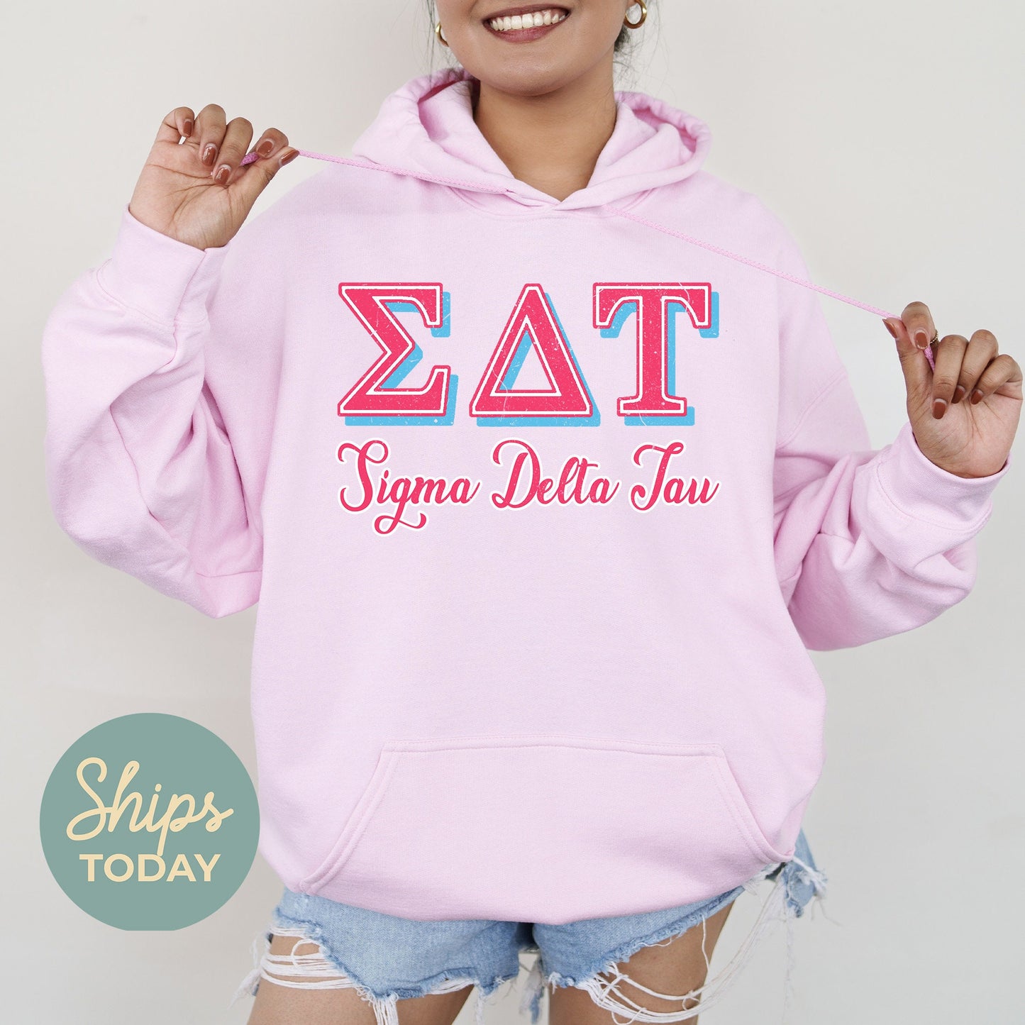 Sigma Delta Tau Greek Colors Sorority Hoodie _ 36090g