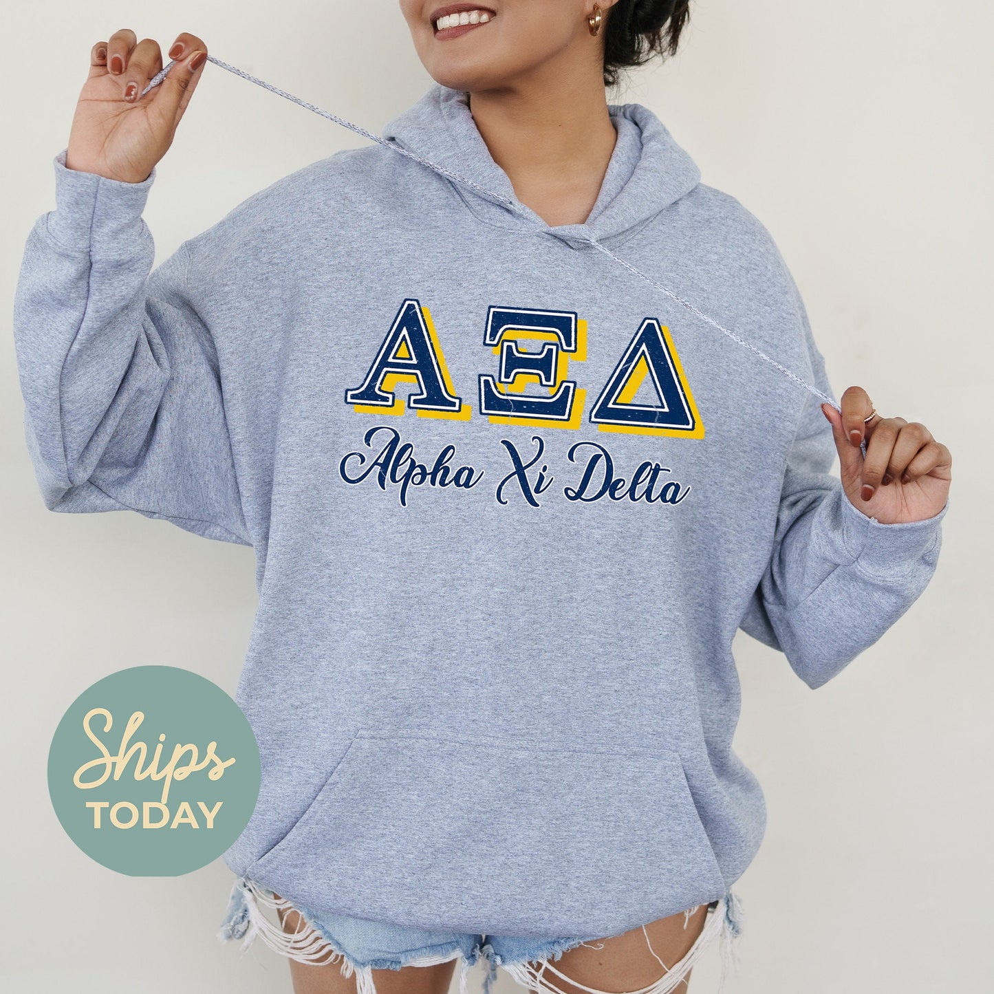 Alpha Xi Delta Greek Colors Sorority Hoodie _ 36077g