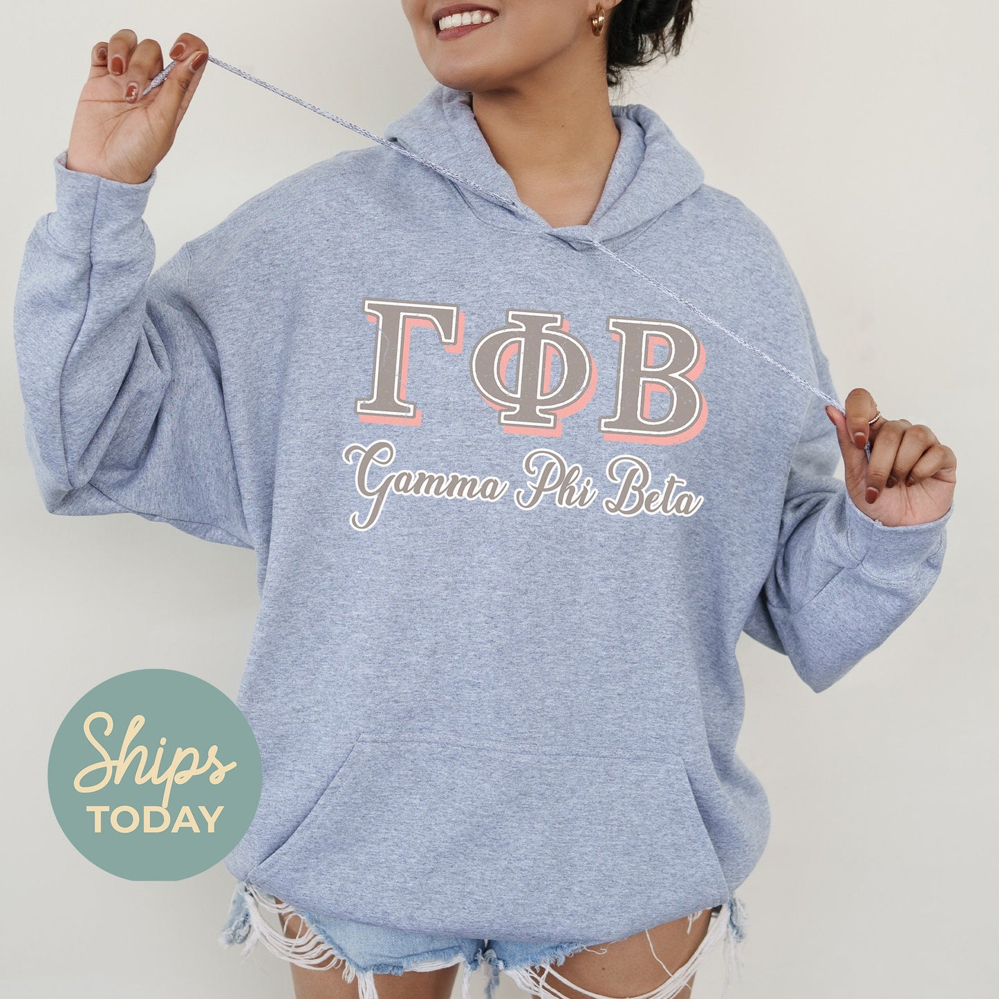 Gamma Phi Beta Greek Colors Sorority Hoodie _ 36083g