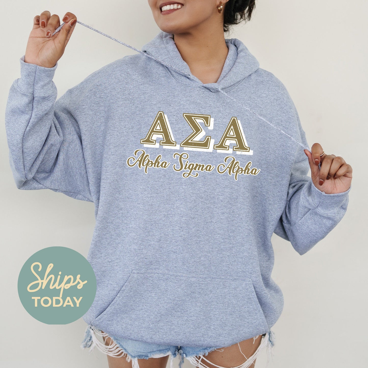 Alpha Sigma Alpha Greek Colors Sorority Hoodie _ 36075g