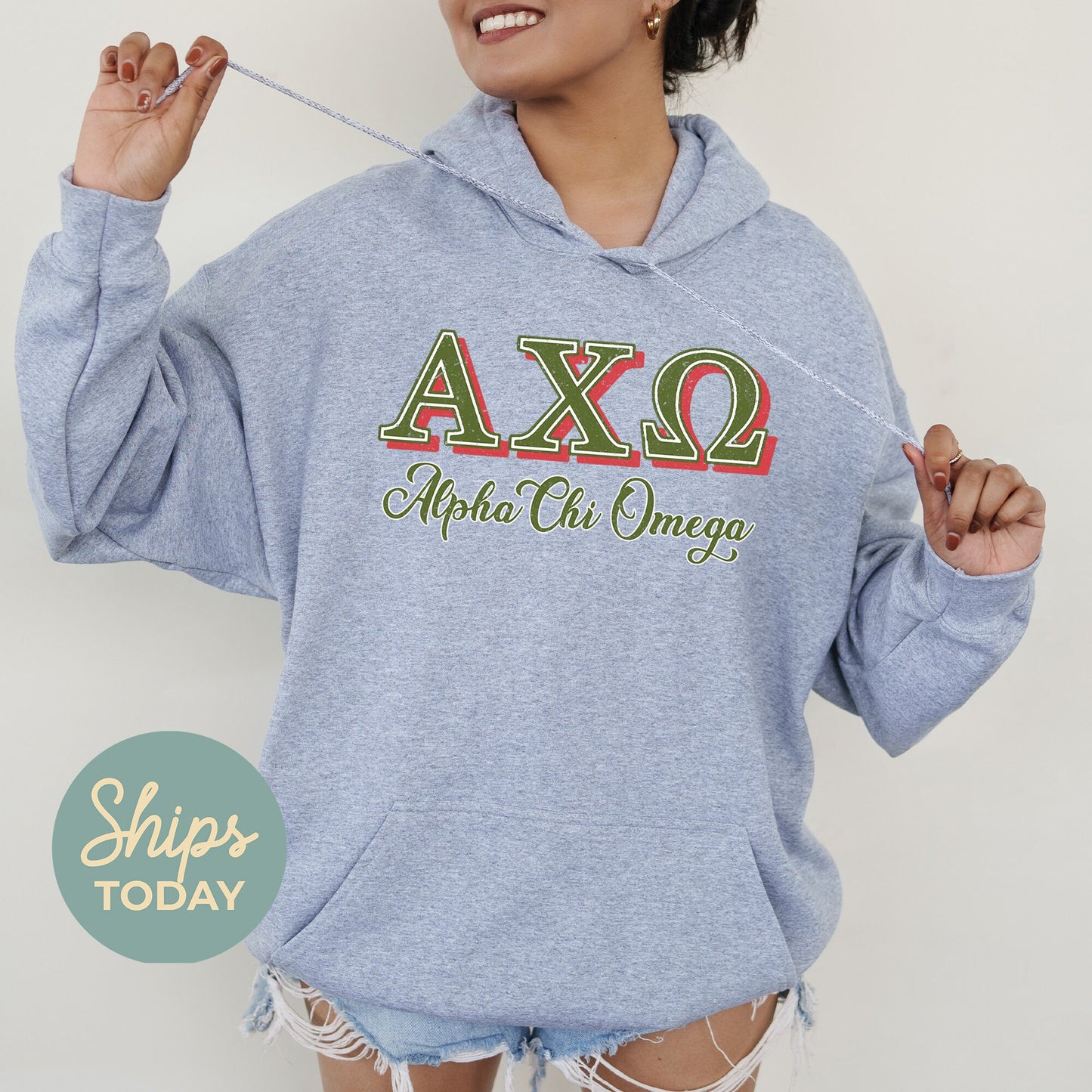 Alpha Chi Omega Greek Colors Sorority Hoodie _ 36069g