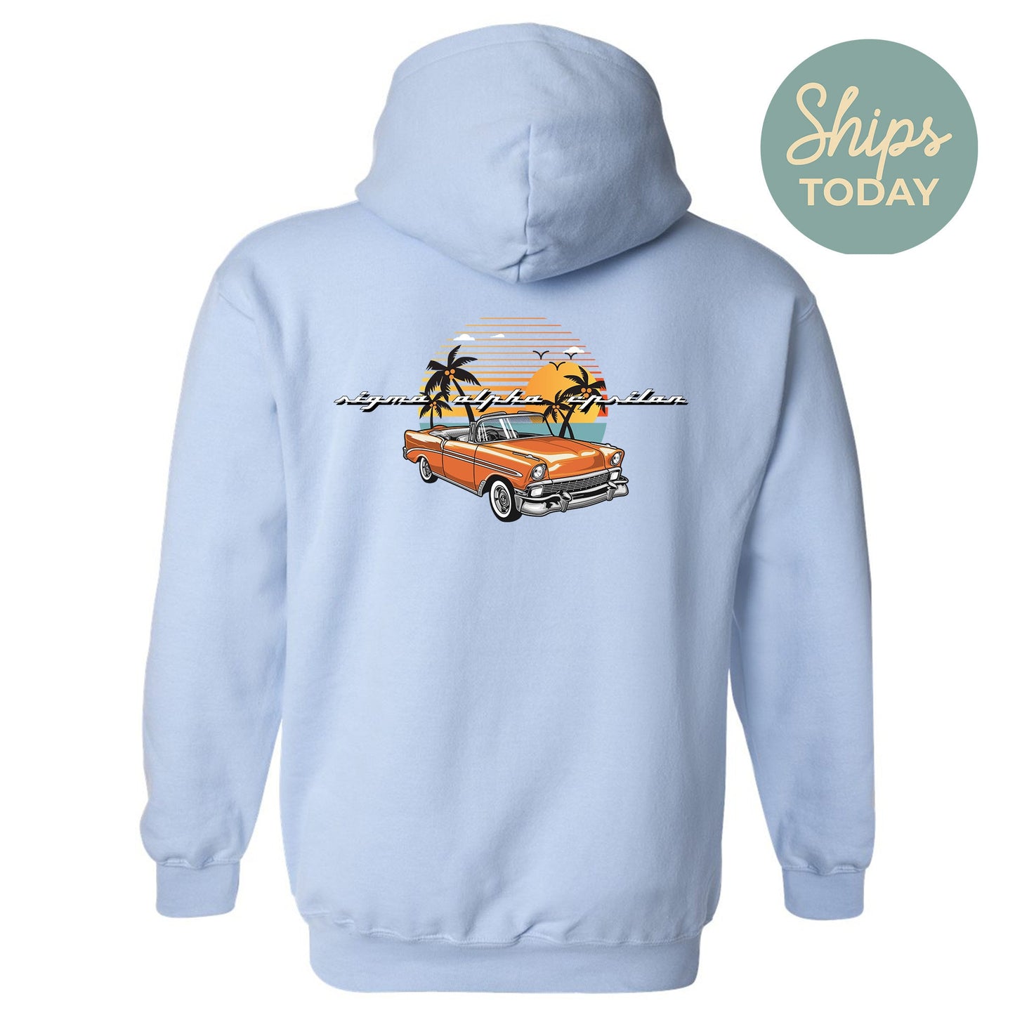Sigma Alpha Epsilon Retro Rides Fraternity Hoodie _ 33605g